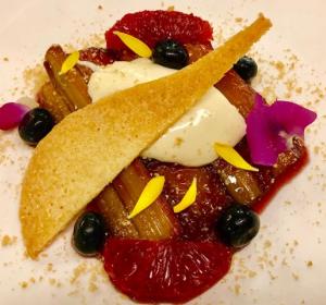 Rhubarb, Blood Orange & Blueberry dessert